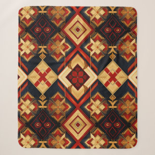 Geometrische Eleganz Nahtloses Muster Red Gold Bla Sherpadecke