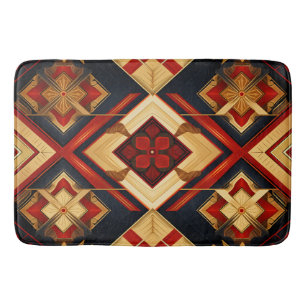 Geometrische Eleganz Nahtloses Muster Rot Gold Sch Badematte