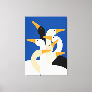Geometrische Enten Herde Kunst Druck Fettes Blau W Leinwanddruck