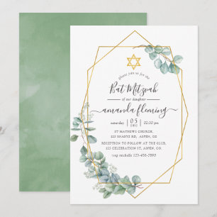 Geometrische Eukalyptus Bat Mitzvah Einladung