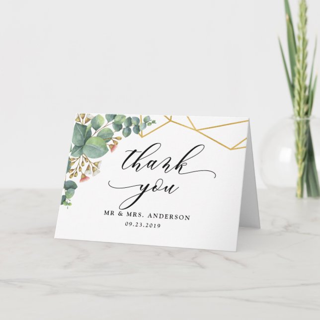 Geometrische Eukalyptus-goldene Form Karte (Vorderseite)