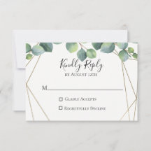 Geometrische Eukalyptus Wedding RSVP Card