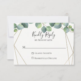 Geometrische Eukalyptus Wedding RSVP Card Karte