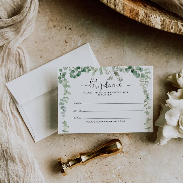 Geometrische Eukalyptus Wedding Song Request Card RSVP Karte (Von Creator hochgeladen)