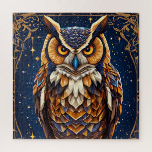 🦉 Geometrische Eule Glow 🌈 Lebendige Farbige Kun