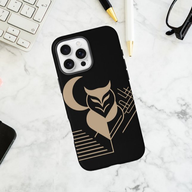 Geometrische Eule mit Halbmond iPhone 16 Pro Max Hülle (Von Creator hochgeladen)