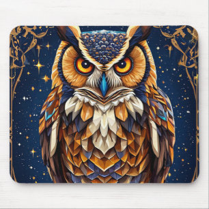 Geometrische Eule mit lebendigen Farben Mousepad