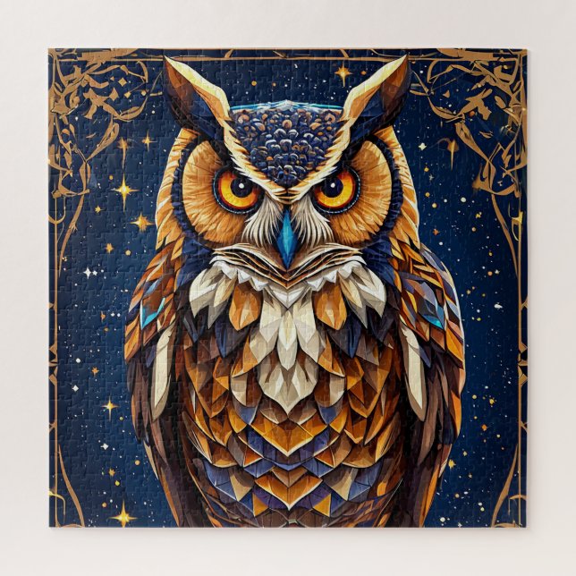 Geometrische Eule mit lebhaften Farben (Vertikal)