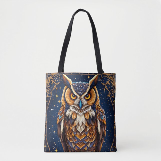 Geometrische Eule mit lebhaften Farben Tasche (Vorderseite)