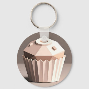 Geometrische facettierte Cupcake-Kunst Schlüsselanhänger