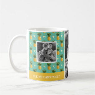 Geometrische Familien-Fotos u. Text des Kaffeetasse