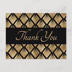 Geometrische Fans des eleganten Goldes und Schwarz Postkarte