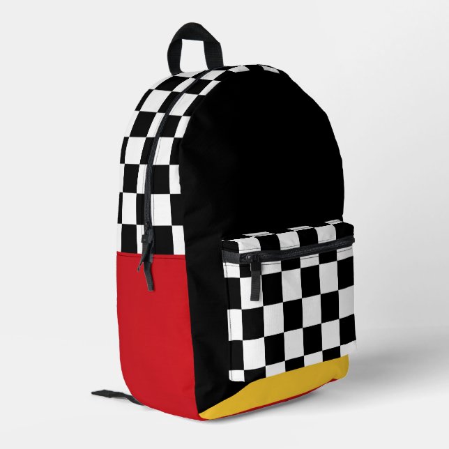 Geometrische Farbblockmuster Bedruckter Rucksack (Rückseitige Ecke links)