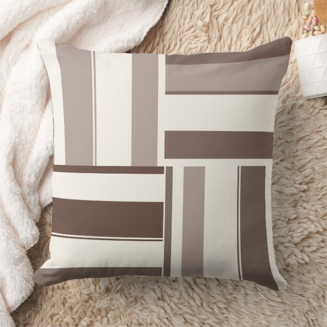 Geometrische FarbblockRechtecke - braun und beige Kissen (Decke)