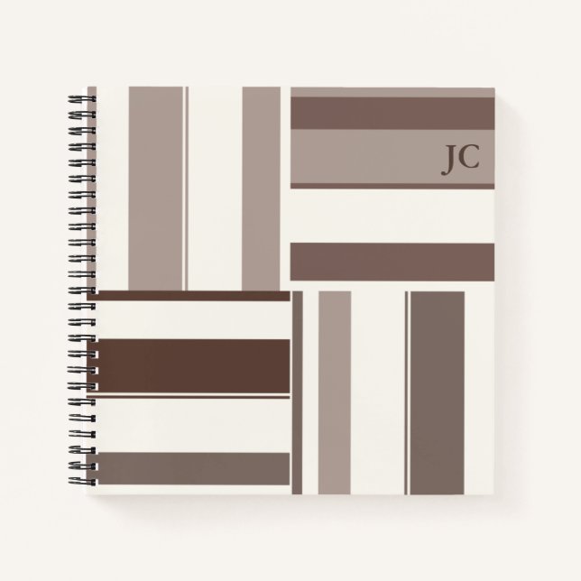 Geometrische FarbblockRechtecke - braun und beige Notizbuch (Vorderseite)