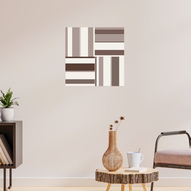 Geometrische FarbblockRechtecke - braun und beige Poster (Wohnzimmer 3)