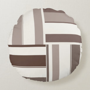 Geometrische FarbblockRechtecke - braun und beige Rundes Kissen