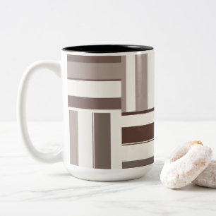 Geometrische FarbblockRechtecke - braun und beige Zweifarbige Tasse