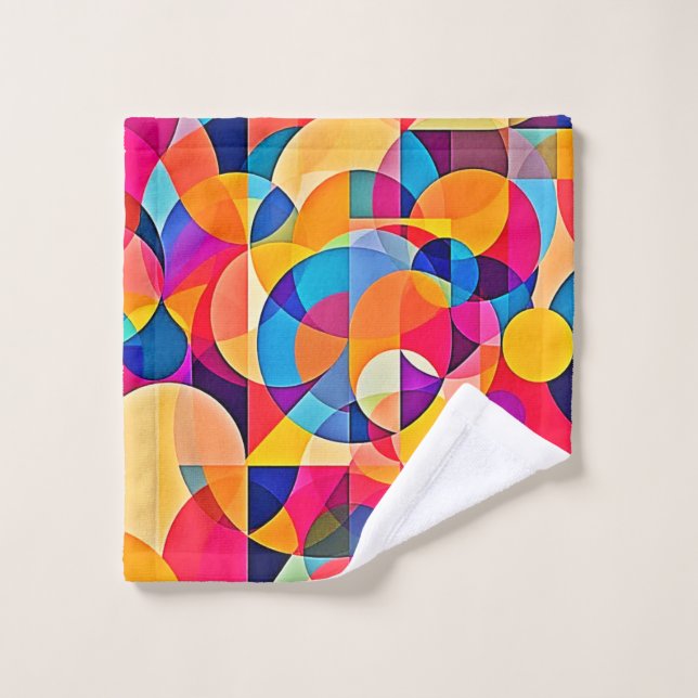Geometrische Farbenbewegung Badhandtuch Set (Waschlappen)