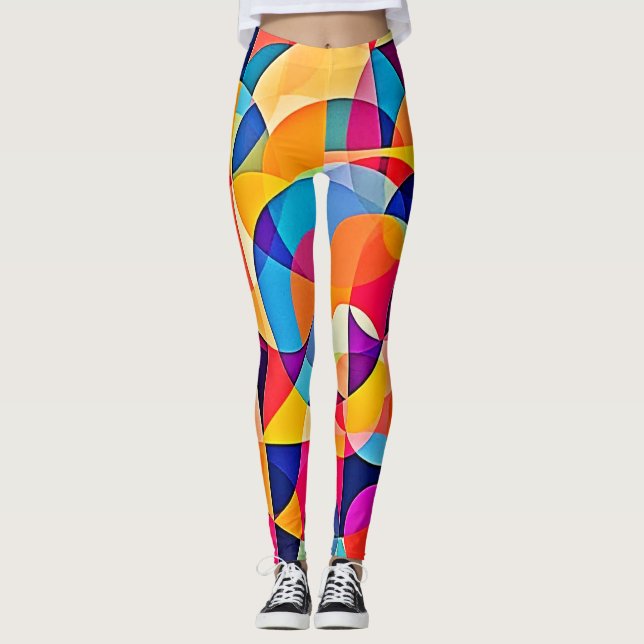 Geometrische Farbenbewegung Leggings (Vorderseite)