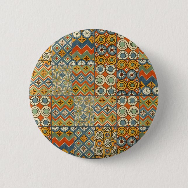 Geometrische farbenfrohe antike ägyptische Grafik Button (Vorderseite)