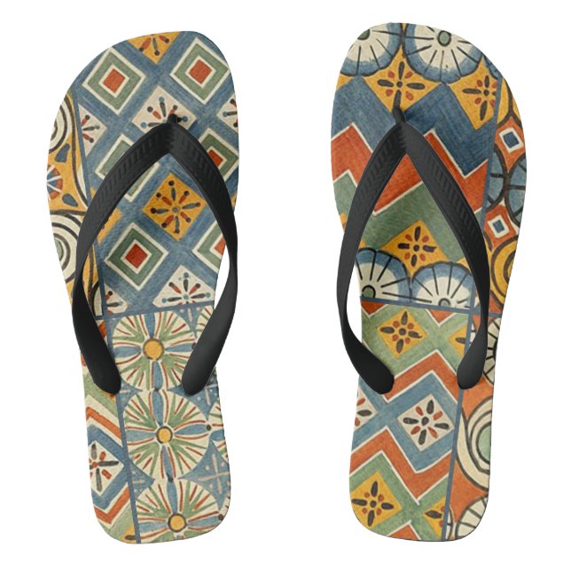 Geometrische farbenfrohe antike ägyptische Grafik Flip Flops (Fußbett)