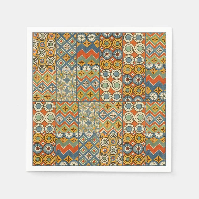 Geometrische farbenfrohe antike ägyptische Grafik Serviette (Vorderseite)