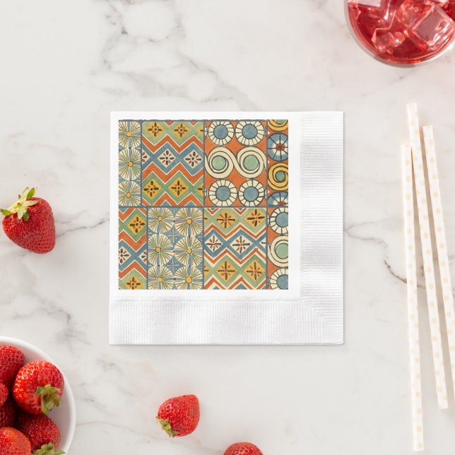 Geometrische farbenfrohe antike ägyptische Grafik Serviette (Beispiel)