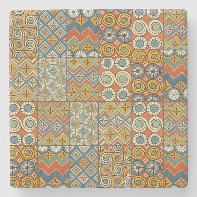 Geometrische farbenfrohe antike ägyptische Grafik Steinuntersetzer (Vorderseite)