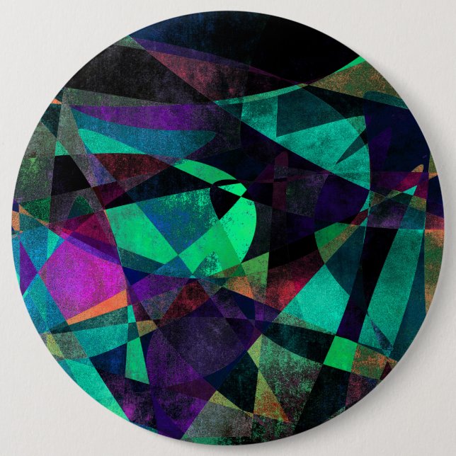 Geometrische, farbenfrohe, grungenhafte Abstrakte  Button (Vorderseite)
