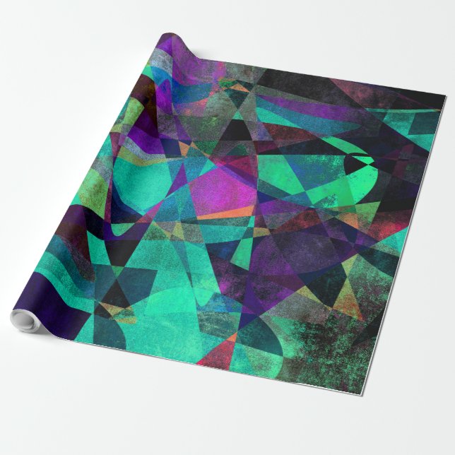 Geometrische, farbenfrohe, originelle Abstrakte Ku Geschenkpapier (Ungerollt)