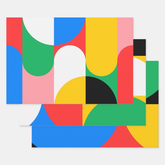 Geometrische Farbgebung Moderner Chic Cool Geschenkpapier Set (Set)