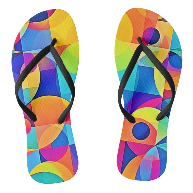 Geometrische Farbsymphonie Flip Flops (Fußbett)