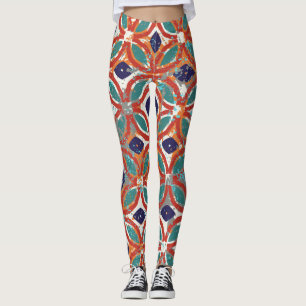 Geometrische Fliesen: ethnischer Vintager Hintergr Leggings