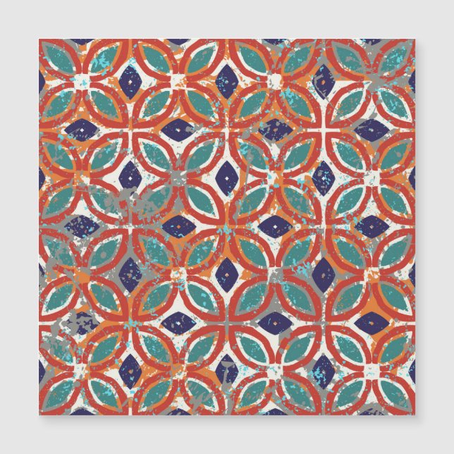 Geometrische Fliesen: ethnischer Vintager Hintergr Magnetkarte (Vorderseite)