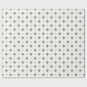 Geometrische Fliesen Gold- und grünes Geschenkpapi Geschenkpapier