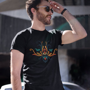 Geometrische Flora der Klasse Damast mit Zweigen T T-Shirt