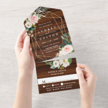 Geometrische, florale Hochzeit aus Holz