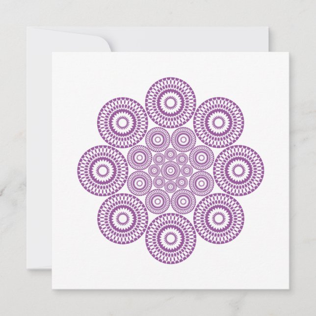 Geometrische florale Karte in Lila Rose (Vorderseite)