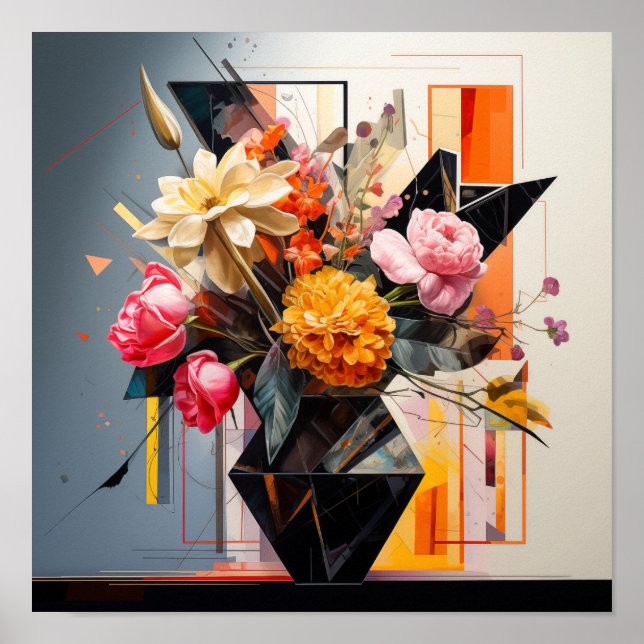 Geometrische florale Kunst Poster (Vorne)