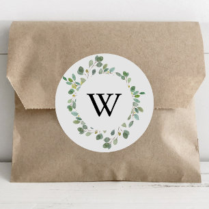 Geometrische Foliage Monogram Wedding Umschlag Auf Runder Aufkleber