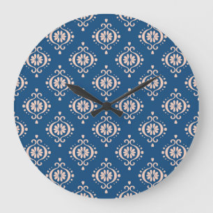 Geometrische Folklore Damaskus-Ornament der Ikat Große Wanduhr