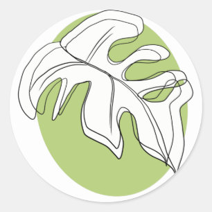 Geometrische Form des Minimalistischen Monsteras Runder Aufkleber