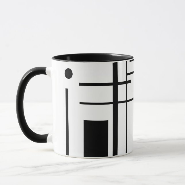 Geometrische Form-Kaffee-Schwarzweiss-Tasse Tasse (Links)