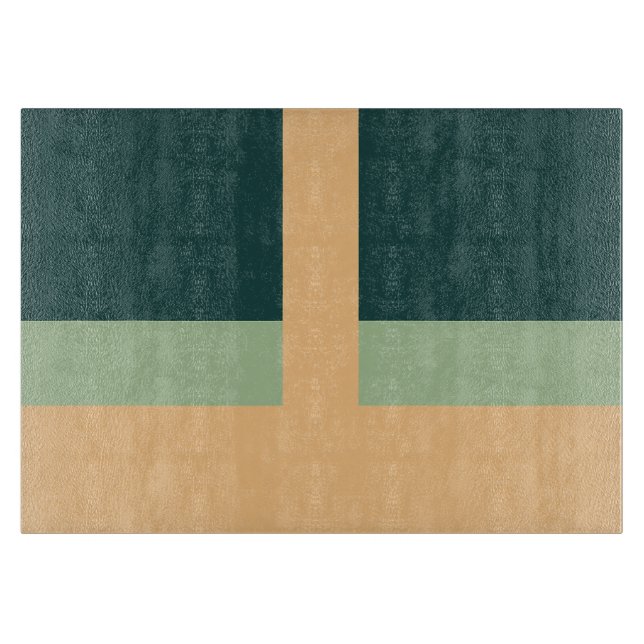 Geometrische Formen Abstrakt Art Green Apricot Far Schneidebrett (Vorderseite)