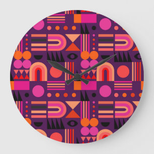 Geometrische Formen Abstrakt Nahtloses Muster. Große Wanduhr