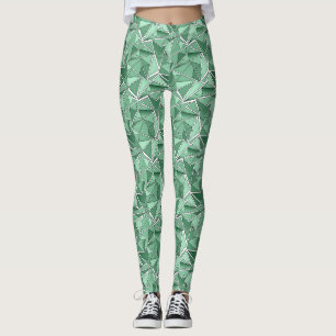 Geometrische Formen abstraktes grünes Muster Leggings