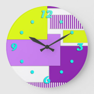 Geometrische Formen aus mehrfarbigem Papier Große Wanduhr