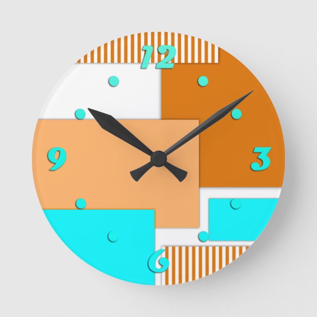 Geometrische Formen aus Papier Runde Wanduhr (Vorderseite)