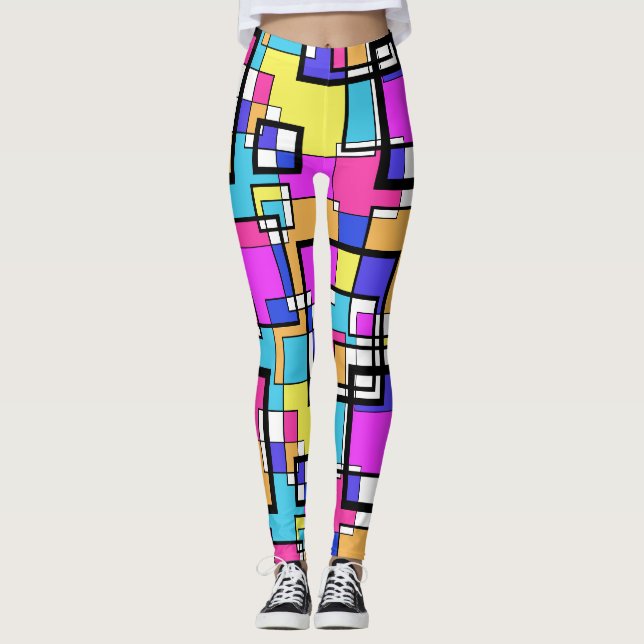 Geometrische Formen der 80er Jahre Leggings (Vorderseite)